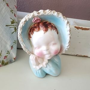 Vtg Baby With Bonnet Planter